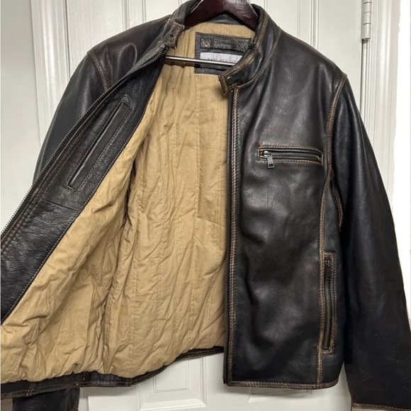 Marc New York Andrew Marc Distressed Heavy Moto genuine leather Jacket. - Picture 3 of 8